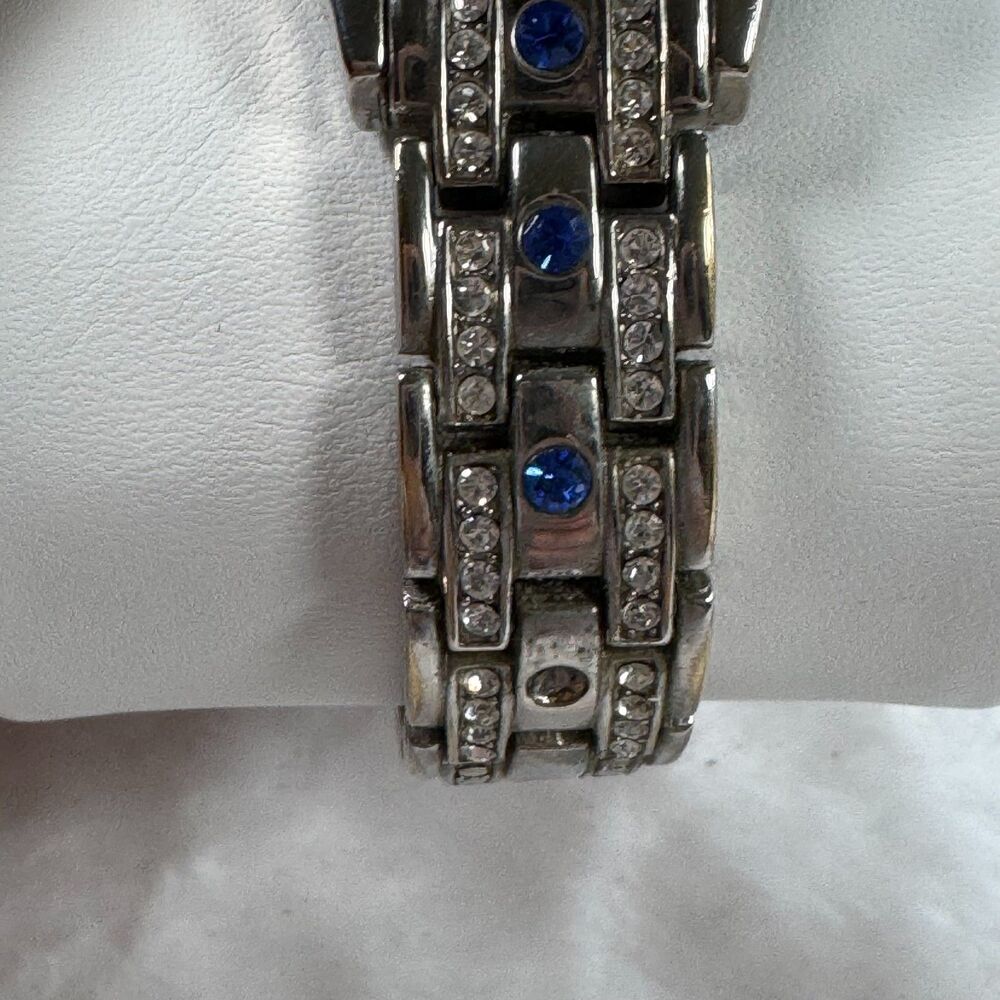 Glam Sapphire Blue Rhinestone Bracelet Watch Lapis Y2K  Style HSN Colleen Lopez - Picture 11 of 16